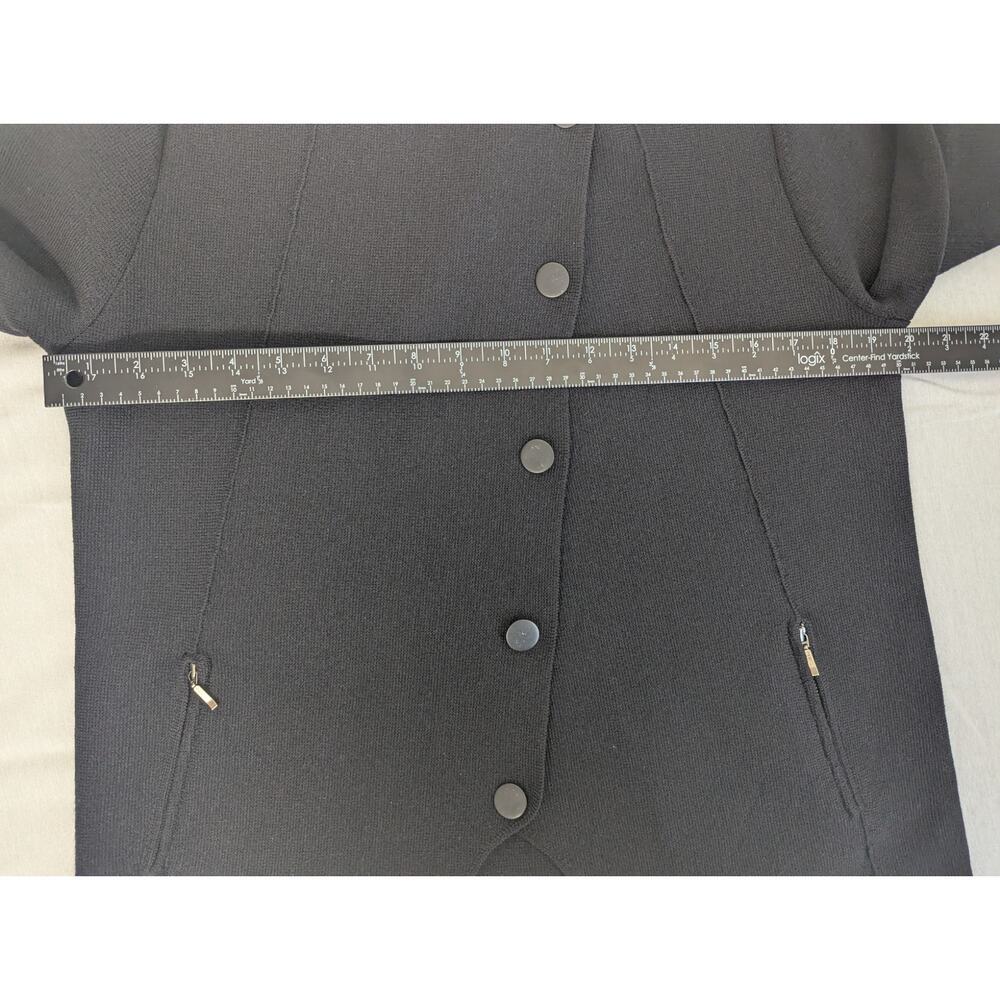 Eileen Fisher Black Minimalist Wool Asymmetrical Button Mock Neck Jacket - Picture 10 of 10